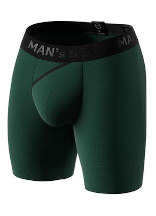 Чоловічі анатомічні боксери з бавовни anatomic long 2.0 black series з кишенею темно-зелений xl