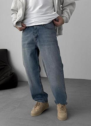Стильные широкие джинсы baggy в серо-голубом цвете 🔝