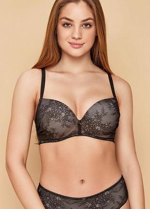 Черный сетчатый бюстгальтер балконет из кружева anabel arto obrana 75c 75d