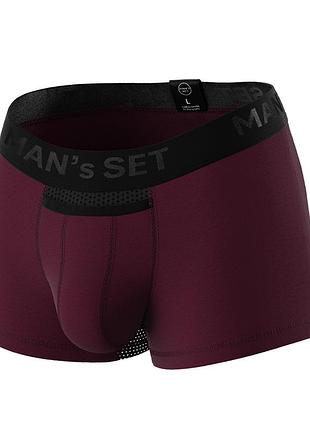 Мужские анатомические боксеры man's set anatomic classic light black series бордовый хлопковые с карманчиком 3xl