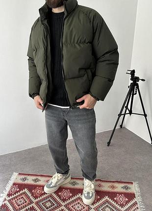 Чоловічий крутезний дутий оверсайз пуффер у кольорі хакі