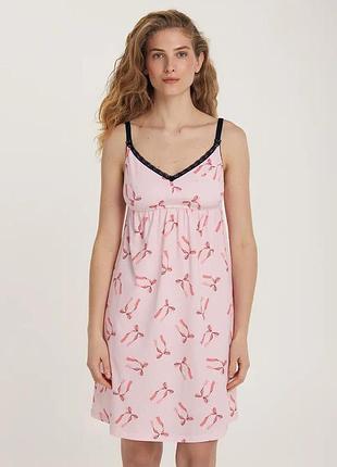 Сорочка для мам-годувальниць з малюнком рожева ellen flirty xl