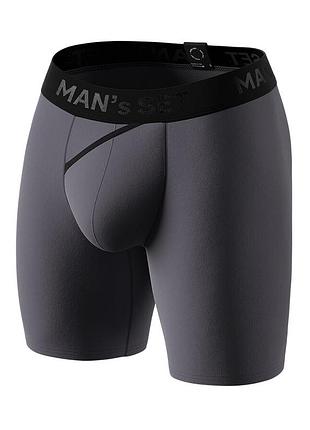 Чоловічі анатомічні боксери з бавовни подовжені anatomic long 2.0 black series з кишенею графітовий xl
