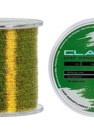 Леска 3d тонущая с силиконовым покрытием brain classic carp line neon lime 600м 0,3мм
