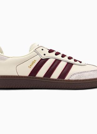Жіночі молочні кросівки adidas samba og wonder white maroon x самба 40