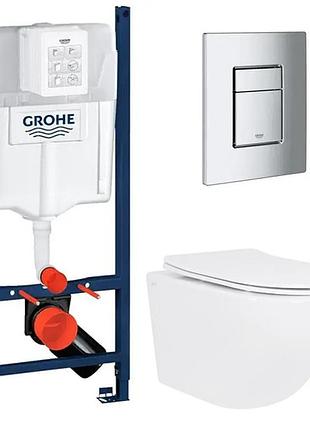 Комплект унітаз з кришкою qtap jay ultra quiet + інсталяція grohe rapid sl 4в1