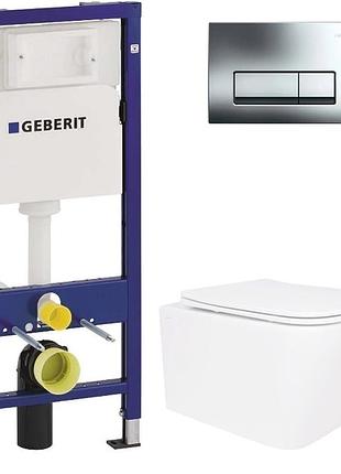 Комплект инсталляции geberit duofix с унитазом qtap crow ultra quiet с крышкой soft close (458.103.00.1/115.119.21.1/
