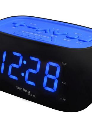 Годинник настільний з радіо technoline wt465 black/blue (wt465 blaue)