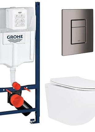Комплект унітаз з кришкою qtap crow ultra quiet + інсталяція grohe rapid sl 4в1 (3884000g/38732a00)