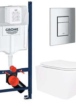 Комплект унітаз з кришкою qtap crow ultra quiet + інсталяція grohe rapid sl 4в1