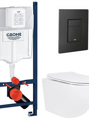 Комплект унитаз с крышкой qtap jay ultra quiet + инсталляция grohe rapid sl 4в1 (3884000g/38732kf0)