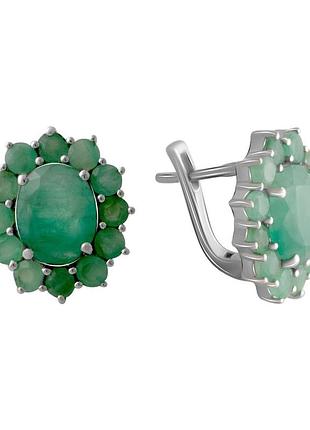 Срібні сережки proba з натуральним смарагдом 7.715ct (2065135)