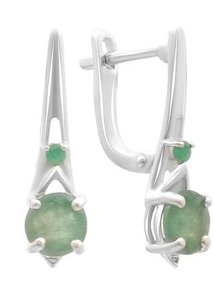 Срібні сережки proba з натуральним смарагдом 1.632ct (2179924)