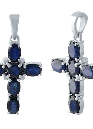 Серебряный крестик proba с сапфиром 3.593ct (1966662)