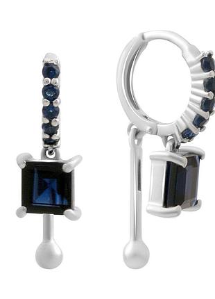 Срібні сережки proba із сапфіром nano 2.35ct (2195078)