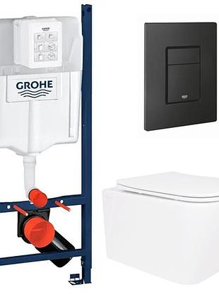 Комплект унитаз с крышкой qtap crow ultra quiet + инсталляция grohe rapid sl 4в1 (3884000g/38732kf0)