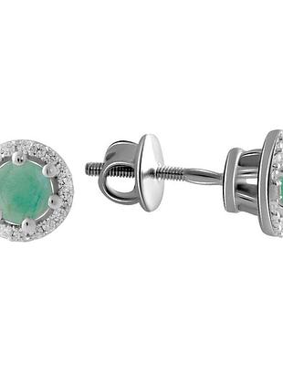 Срібні сережки proba з натуральним смарагдом 1.259ct (1966686)