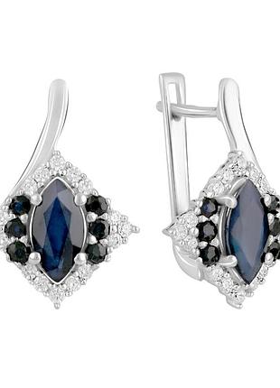 Срібні сережки proba з натуральним сапфіром 4ct (2112785)