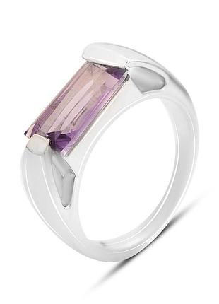 Срібне кільце proba з натуральним аметистом 2.491ct, вага виробу 5,23 г (2163237) 17.5 розмір