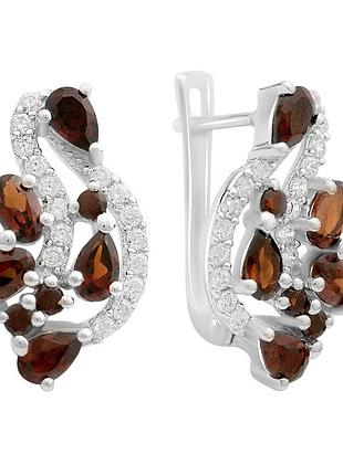 Срібні сережки proba з натуральним гранатом 4.472ct (2171546)