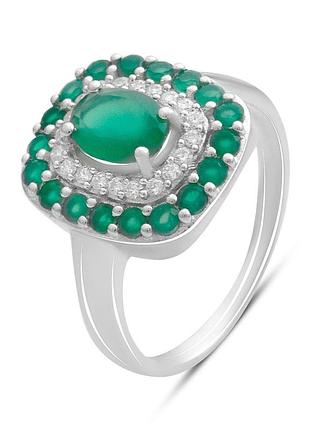 Срібне кільце proba з натуральним агатом 1.542ct, вага виробу 3,42 г (2196297) 17 розмір