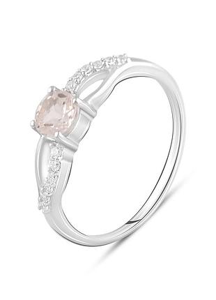 Серебряное кольцо proba с морганитом nano 0.657ct, фианитами, вес изделия 1,67 гр (2124115) 18 размер