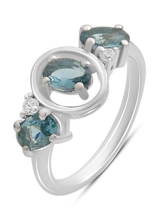Срібне кільце proba з топазом лондон блю 1.007ct, вага виробу 2,87 г (2195979) 18 розмір