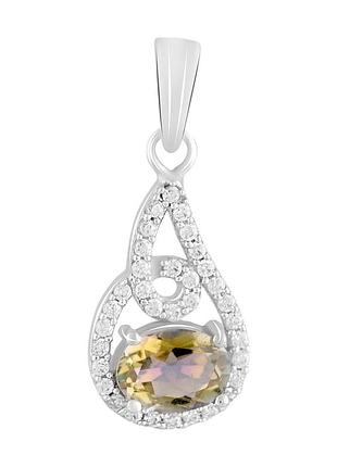 Срібна підвіска proba з цитрином nano 1.6ct, фіанітами (2122777)