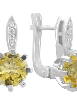Серебряные серьги proba с цитрином nano 3.142ct (2190035)
