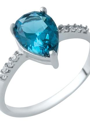 Серебряное кольцо proba с топазом лондон блю 1.695ct, вес изделия 2,28 гр (1929575) 17 размер