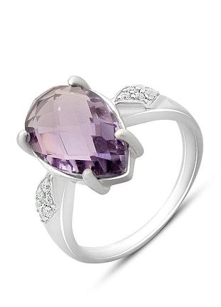 Срібне кільце proba з натуральним аметистом 3.624ct, вага виробу 3,72 г (2145332) 17.5 розмір