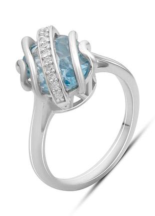 Срібне кільце proba з натуральним топазом 5.98ct, вага виробу 4,87 г (2179702) 18 розмір