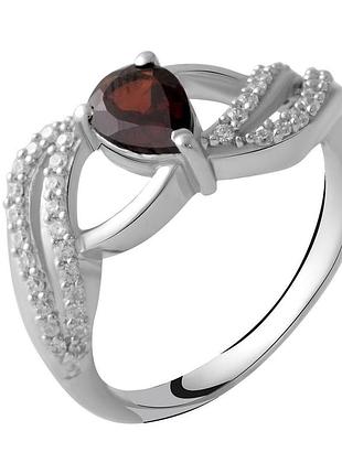 Срібне кільце proba з натуральним гранатом 0.83ct, вага виробу 3,81 г (2051671) 18 розмір