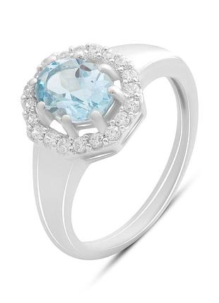Срібне кільце proba з натуральним топазом 1.888ct, вага виробу 3,19 г (2188384) 18 розмір