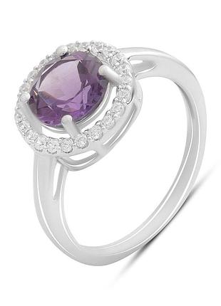 Серебряное кольцо proba с натуральным аметистом 2.12ct, вес изделия 2,71 гр (2189367) 18 размер