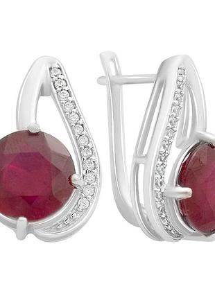 Срібні сережки proba з натуральним рубіном 2.527ct (2172567)