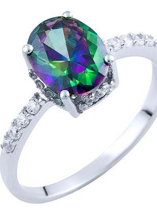 Серебряное кольцо proba с мистик топазом 1.62ct, вес изделия 2 гр (1734339) 18 размер