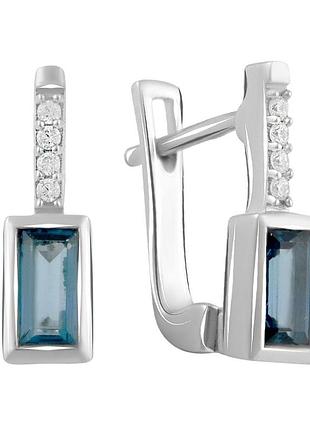 Серебряные серьги proba с топазом лондон блю 0.82ct (2016236)