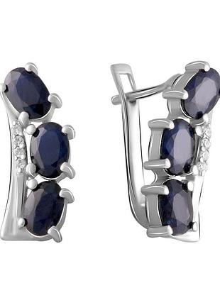 Срібні сережки proba з натуральним сапфіром 3.632ct (2050360)