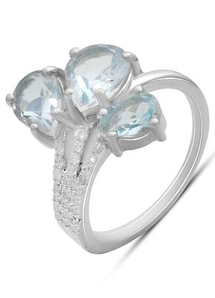 Срібне кільце proba з натуральним топазом 4.308ct, вага виробу 4,7 г (2179726) 17 розмір