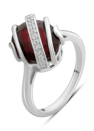 Серебряное кольцо proba с натуральным гранатом 4.055ct, вес изделия 4,36 гр (2182214) 17.5 размер