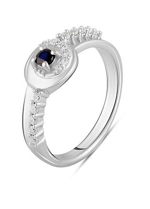 Срібне кільце proba з натуральним сапфіром 0.125ct, вага виробу 3,22 г (2103714) 18.5 розмір