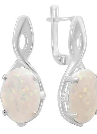 Срібні сережки proba з опалом 4.429ct, фіанітами (2174349)