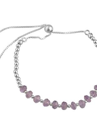 Срібний браслет proba з натуральним аметистом 9.44ct, вага виробу 5,8 г (2129028) adjustable розмір