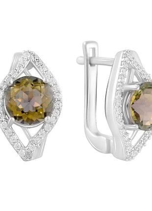 Срібні сережки proba з цитрином nano 4.9ct, фіанітами (2123026)