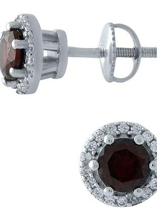Срібні сережки proba з натуральним гранатом 1.646ct (1966679)
