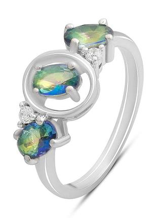 Срібне кільце proba з містик топазом 1.075ct, вага виробу 2,88 г (2191322) 17.5 розмір