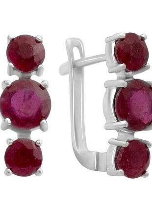 Срібні сережки proba з натуральним рубіном 3.63ct (2147053)