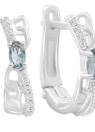 Срібні сережки proba з топазом лондон блю 0.638ct (2188704)