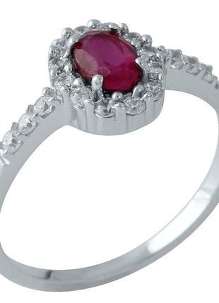 Срібне кільце proba з натуральним рубіном 1.103ct, вага виробу 1,95 г (1959527) 17.5 розмір